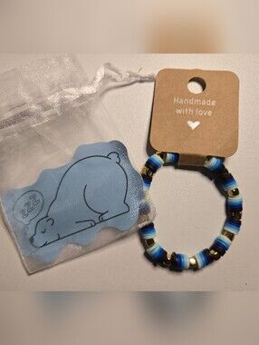Blue Beaded Bracelet with Gold Accents